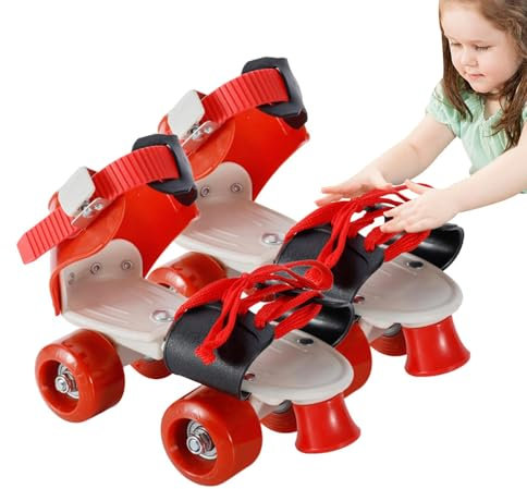 Kinder-Rollschuhe, Allrad-Skates | Verstellbare Quad-Skates-Rollschuhe – zum Tragen, ohne die Schuhe auszuziehen, mit 4 Rädern für Teenager und Kinder