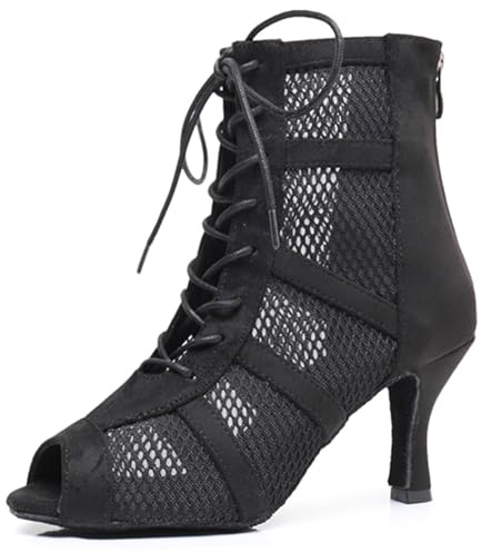 Miyoopark Dance Practice Shoes for Women Mesh Ballroom Sandals Party Prom Ankle Booties