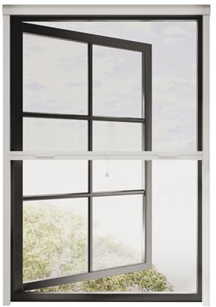 Cocoon Fliegengitter Fenster 75 x 150, Insektenschutzrollo mit Kasette Kürzbar, Mückennetz Fenster Einfache Montage - Rahmen in Weiß