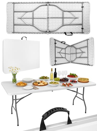Epifit Campingtisch faltbar mit Koffer Klapptisch Garten Picknick Fest 180x69x73cm Weiss wasserdicht