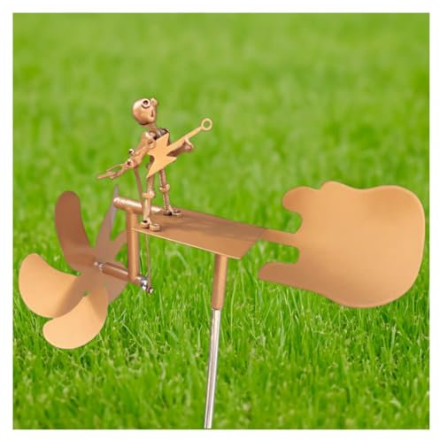 Metal Drummer Windmill – Wind Spinners for Garden, Handmade Garden Wind Spinner, Outdoor Wind Chimes (Guitar)