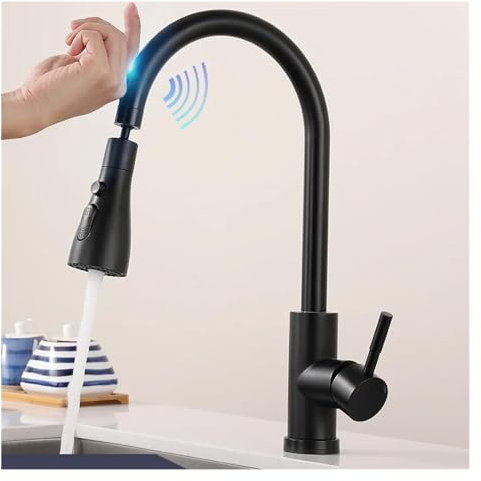 Kitchen Faucets Black Smart Touch Kitchen S Compatibile con per Il lavandino rotatore del sensore Tocco, Rubinetto della Cucina Water-Tap