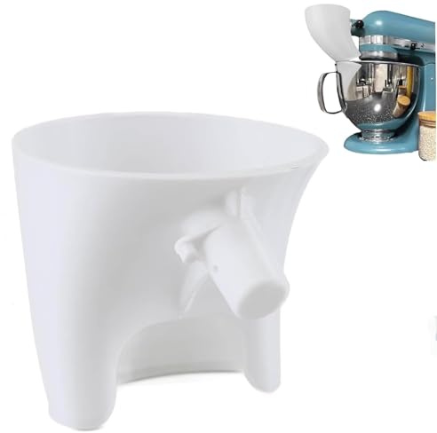 Flour Funnel for Kitchen Aid Mixer, Flour Funnel Stand Mixer Attachment, Mess Free Guided Pouring, Easy Pour No Mess Resistant Splash, Easy Clean Durable Accessory for Flour Liquid Egg Compatible