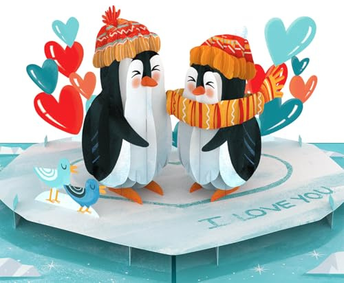 papercrush Pop-Up Karte Pinguin, Romantische 3D Liebeskarte für Sie & Ihn | Ich liebe Dich Karte zum Jahrestag & Hochzeitstag für Lieblingsmenschen (Freundin, Freund, Ehepartner), Glückwunschkarte