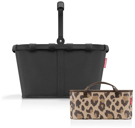 reisenthel Carrybag Black/Black + Organizer Leo Macchiato - Funktionaler Taschen-Organizer: Für noch mehr Ordnung in Ihrer reisenthel Einkaufskorb