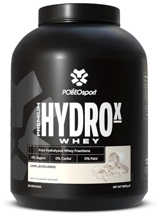 Polleo Premium HydroX Whey - Hydrolysiertes Whey Protein Pulver - 26 g Protein pro Portion - 0 g Zucker, Fett & Kohlenhydrate - 5 g BCAA & 4 g Glutamin (1800 g, Unflavoured)
