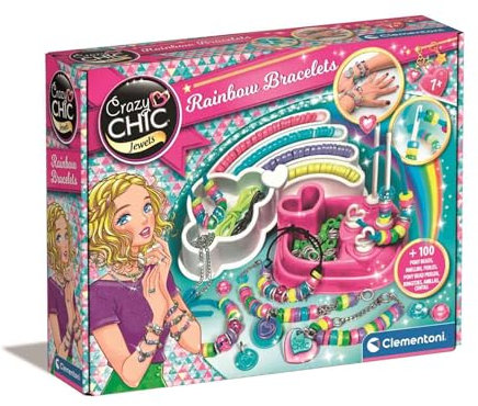 Clementoni Crazy Chic Brazaletes, Abalorios y Set para Hacer Pulseras Infantiles a Partir de 7 años (15180), Multicolor