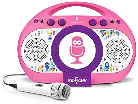 Singing Machine iSM398PP Bluetooth Tablet Karaoke Machine with Microphone, Pink/Purple
