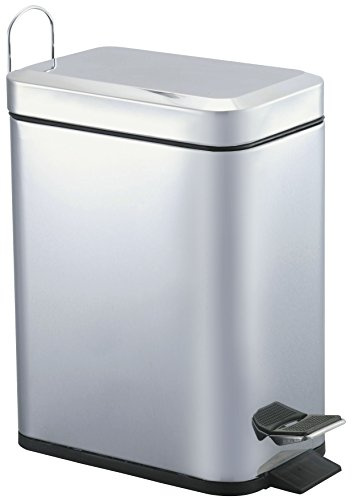 King Home P1580015 Rechteckiger Abfalleimer aus Stahl mit Pedal, 5 l
