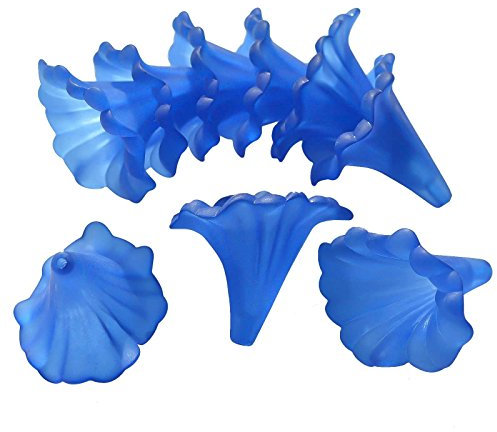 Blütenkelch-Perlen 10er-Pack 41x35mm Kelche Lilien Röcke Blumenkelch Farbauswahl, Farbe:blau