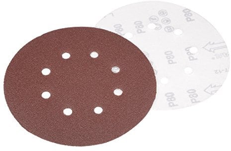 Sourcingmap 10Pcs 7 inch 8 Hole Hook and Loop Sanding Disc 80 Grit Flocking Sandpaper Random Orbital Sander Paper