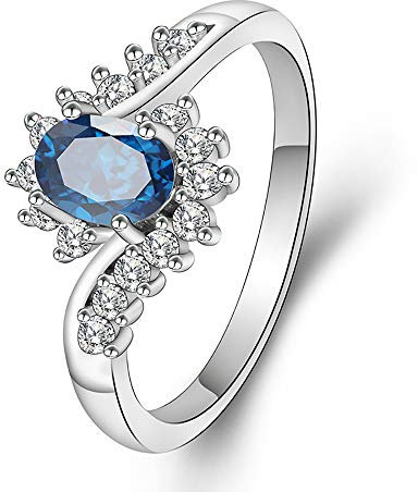 YAZILIND Einfach Kubik Zirkonia Jahrestag Hochzeit Ring Platin beschichtet Versprechung und Jahrestagring(18.1)