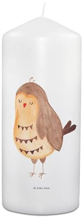 Mr. & Mrs. Panda 19 x 8 cm Kerze Eule Zufrieden - Geschenk, Taufkerze, Eule Spruch, Owl, müde, Geschenkidee Kerze, Geschenk Kerze, Romantisch, Kerze