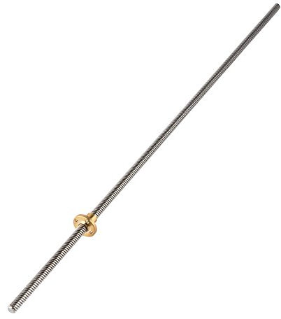 Mugast T8 8mm Tige de Vis sans Fin d'Imprimente 3D Tete Filetée en Acier Inoxydable Ecrou en Laiton pour 3D Imprimante (500mm)