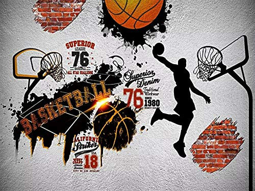MINCOCO custom 3D wallpaper retro nostalgic NBA basketball wallpaper murals, 250x175 cm (98.4 by 68.9 in)