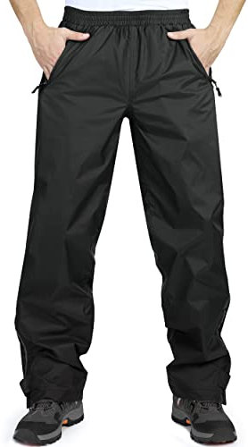33,000ft wasserdichte Regenhose für Herren Leichte Regenhose Winddichte Outdoorhose zum Wandern Camping Golf Schwarz L 32L
