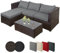 Montafox Poly Rattan Lounge Sitzkissen 8cm Gartenmöbel Ecklounge Frei Kombinierbare Elemente Ecksofa Gartengarnitur Garten Balkon Terrasse Outdoor, Farbe:Schwarz-Braun meliert/Kieselstrand