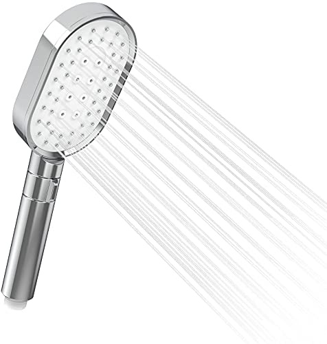 Douchette, Yanavee Douchette à Main 3 jets pour Salle de Bain Pommeau de Douche à augmentation de pression avec bouton facile à cliquer Douchette de remplacement universelle pour spa de massage Chromé