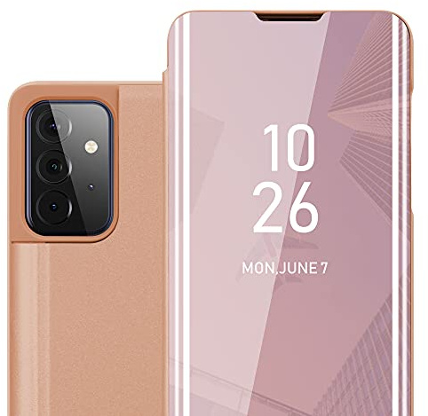 Cadorabo Hülle kompatibel mit Samsung Galaxy A72 4G / 5G Schutzhülle TPU Silikon Case 360 View Spiegel, Slim Kratzfest Weiche Gummi mit Rundumschutz Cover Hülle für Galaxy A72 4G / 5G in Pink
