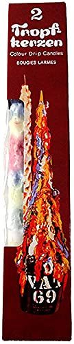 trendmile Premium Bunte Tropfkerzen 2 Stück je Packung, Partykerzen, Dekokerzen, Buntkerzen, Kerzen