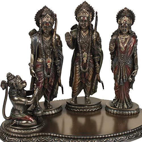 Kartique Resin Ram Darbar Murti Sita Laxman Hanuman Ji Idol Statue Bronze Color Height 8 Inch