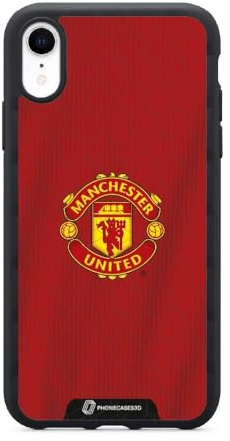 PHONECASES3D – Phone Case compatible with Apple iPhone XR Manchester United FC – Shirt – Patented 3D Effect Design – Lightweight & Durable Protection – Black