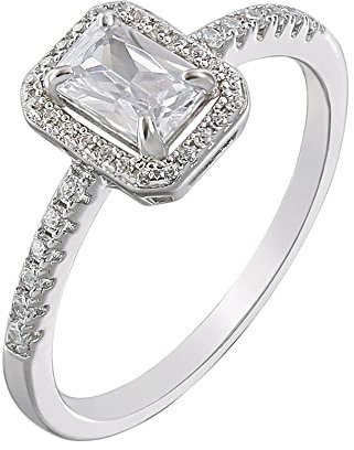 Xenox Damen 925 Sterling Silber Ring mit Zirkonia in silberfarben - SILVER CIRCLE HALO - XS7069, Ringgröße (Durchmesser):54 (17.2 mm Ø)