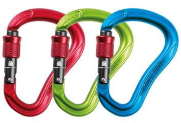 Ocun Eagle HMS Screw 3-Pack Blau-Grün-Rot - Zuverlässiges Aluminium Schraubkarabiner Set, Größe One Size - Farbe Red - B