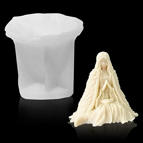DIYBravo 3D Resin Mould Witch Lanni Statue Priestess Candle Silicone Halloween Ornament Mould Epoxy Casting Resin Art Mould for DIY Craft Décor