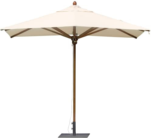 Gruppo Maruccia - Sombrilla de madera fabricada en Italyi- Palo central - Techo de acrílico de alta protección UV e impermeable - Para jardín, bar, hotel, ecrù, 3x4 Metri