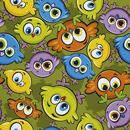 HEKO PANELS Stoff Oxford Wasserdichte Meterware Canvas-Stoff Polyester Stoff Zum Nähen Nähstoffe Möbelstoffe Dekostoffe Wasserabweisend Blickdicht Kinder Vögel Bunt 1 Meter 155 x 100 cm