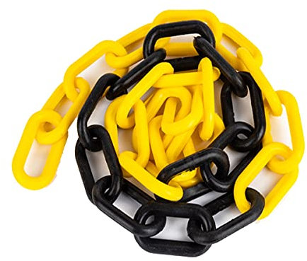 Boxonly Plastic Chain Barriers Link Warning Safety Barrier Parking Space Plastic Chains for Decorative Garden Fence 2mx10mm Yellow Black