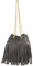 modamoda de T244 Damen Schultertasche Wildleder mit Fransen und Goldkette handmade in Italy, Farbe:Graphitgrau
