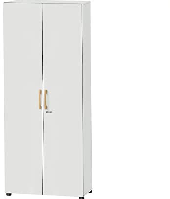 SCHÄFER SHOP Select Aktenschrank Start Off Wood abschließbarer Büroschrank Allzweckschrank Hochschrank Vorratsschrank abschließbar mit 6 Ordnerhöhen, lichtgrau