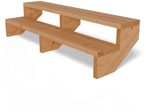 Gartenwelt Riegelsberger Terrassentreppe Breite 150 cm Treppe mit 2 Stufen Geschosshöhe 38 cm Massivholz Lärche Komplett-Set Wangen, Bohlen & Schrauben