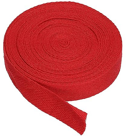 PATIKIL Baumwollband Baumwolle Gurtband 20mm x 9m, Schrägband Baumwoll Nahtband Köperband Saumband Einfassband Stoffband Webband zum Nähen für DIY Basteln Stricken Verpackungen, Rot