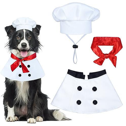 GOYOSWA Halloween-Kostüm für Hunde, Koch mit rotem Schal, lustige Urlaubskleidung, Halloween-Kostüme für kleine, mittelgroße und große Hunde, Haustiere (groß)