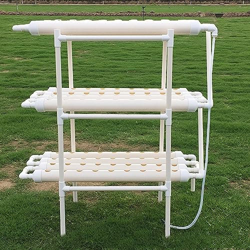 ZHEYANG Hydrokultur-Anbausystem, 3-lagig, 108 Löcher mit zeitgesteuertem PVC-U-Rohr, Hydrokultur-Set mit Tassen, Schwammpumpe 0823