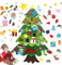 mengger Ãrbol de Navidad de Fieltro, Árbol de Navidad DIY con 64pcs Ornamentos Desmontables Arbol Navidad Pared con Muñeco de Nieve Papá Noel Arbol de Navidad de Fieltro para Niños Año Nuevo