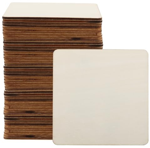 50 Quadratische Holzscheiben,Holzquadrate 10x10cm | 2,5mm Dicke Unvollendete Holzplatte zum Basteln, Holzausschnitte, Holz zum Lasern, Holzstücke Rechteckig, Holzstücke Quadrat