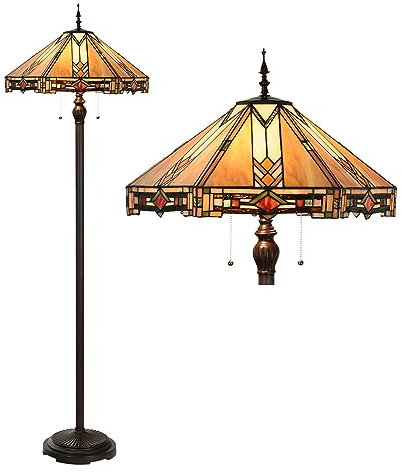 Clayre & Eef Tiffany Stehlampe Ø 40x61 cm Beige Glas Stehleuchte
