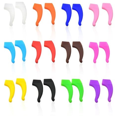 COACOM 12 paia di custodie antiscivolo per occhiali, silicone, multicolore, Modern, Taglia unica