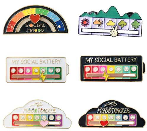 6 Stück Lustige Brosche für Soziale Brosche für Soziale Stimmung Social Badge Slider Social Badge Brosche für Schmuck Dekoration Anstecknadel Modisches Accessoire