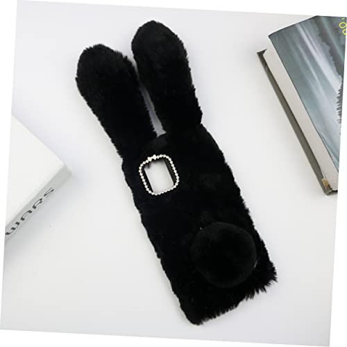 Veemoon 1pièce Coque De Téléphone Peluche Design Lapin avec Strass Compatible avec Antichoc Accès Facile Aux Ports Et Commandes Noir
