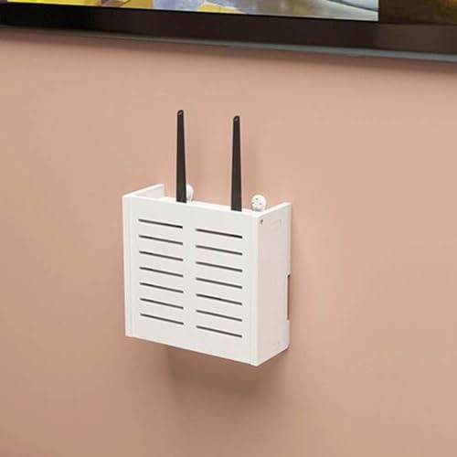 Emiif Aufbewahrungsbox aus Holz, kabellos, WiFi-Router, Modem-Routerabdeckung, Hider-Rack, Büro, Desktop-Organizer, Regale, ländliche Montage (D)