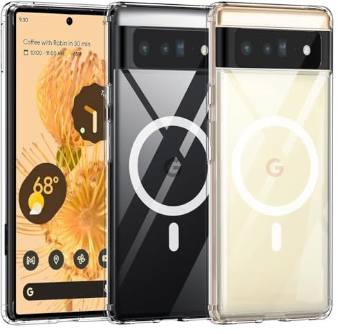 TIANNIUKE Magnetische Handyhülle für Google Pixel 6 Pro Hülle, Transparent und Gelb Resistent, Kompatibel mit MagSafe, Slim Fit Stoßfeste Schutzhülle für Pixel 6 Pro Case