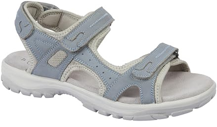 Urban Jacks Women’s Nubuck Leather Hiking Sandals, Outdoor Sport Trekking Sandals, Touch and Close Walking Shoes Sizes 4-8’s (Light Blue, UK Footwear Size System, Adult, Women, Numeric, Medium, 5)
