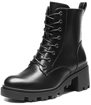 DREAM PAIRS Stivali da Donna con Tacco Grosso Stivaletti Donna Stivale Biker Donna Autunno Invernali Scarpe Fashion Stivali,Size 43,Nero,SDAB2317W