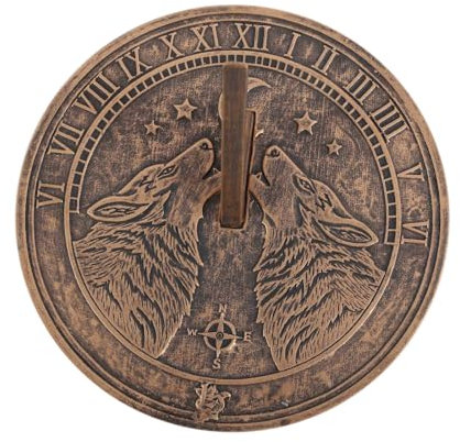 Something Different Wholesale Howling Wolves Terracotta Sundial - Perfect for Garden Enthusiasts