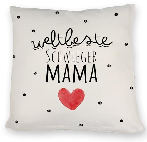 speecheese Schwiegermutter Kissen mit Spruch Weltbeste Schwiegermama Muttertagsgeschenk voller Liebe Herz Punkte für Mutter und Familie